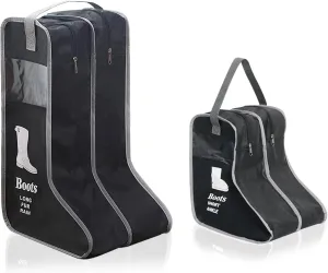 2 Pack Portable Boots Storage Bag, Tall/Short Boot Carry Bag Boots Organizer, Shoe Bags for Storage and Travel Dust Proof Travel Shoe Bags for Packing (Black)