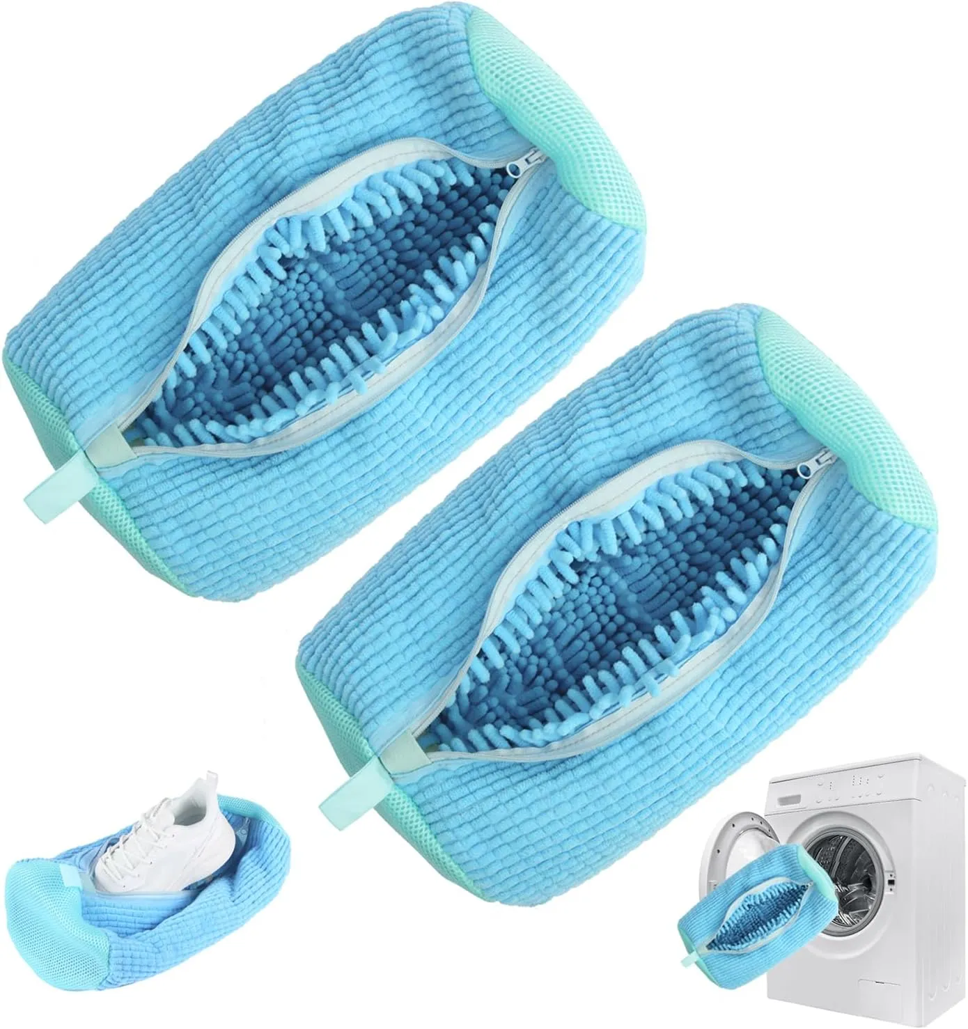 2 Pcs Shoe Washing Machine Bag,Shoe Cleaning Bag for All Shoe Types,Laundry Shoe Bag for Washer and Dryer (Blue)