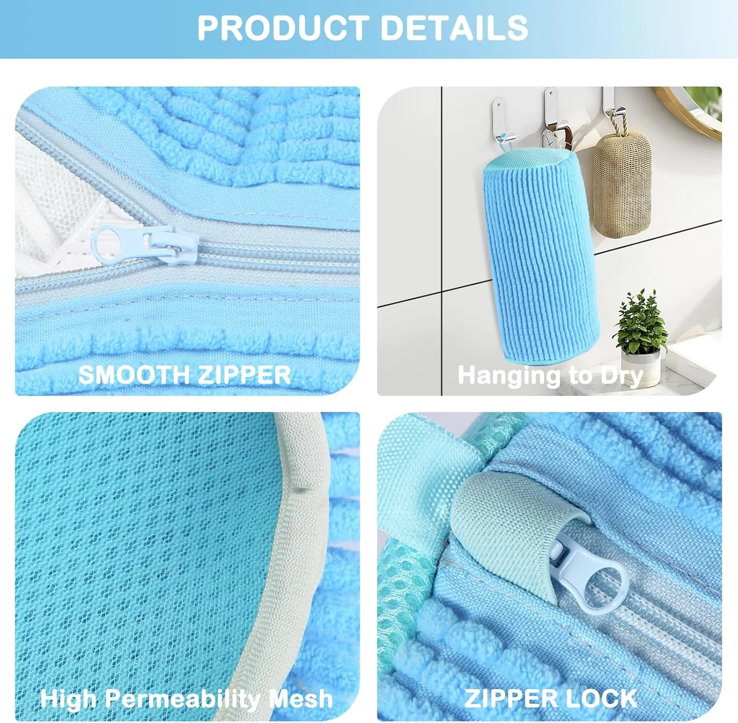 2 Pcs Shoe Washing Machine Bag,Shoe Cleaning Bag for All Shoe Types,Laundry Shoe Bag for Washer and Dryer (Blue)