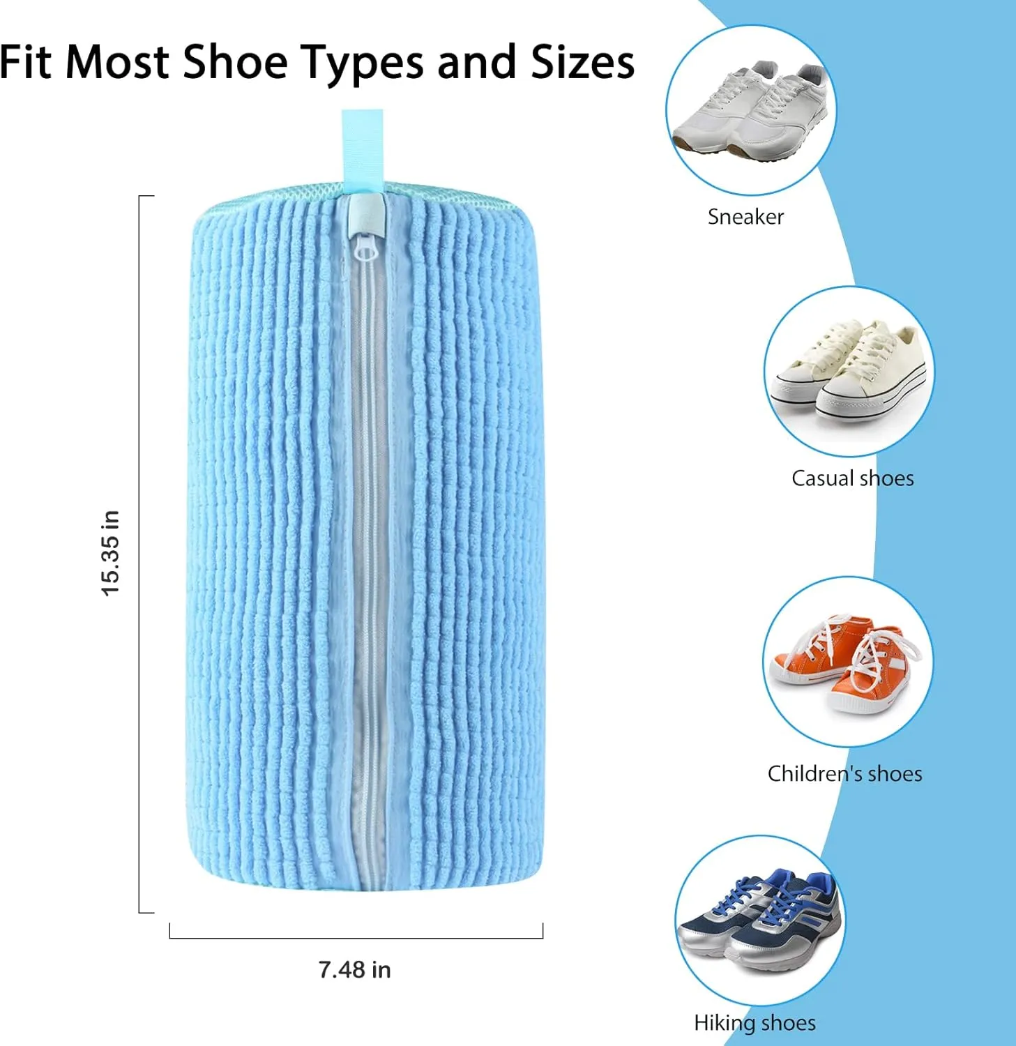 2 Pcs Shoe Washing Machine Bag,Shoe Cleaning Bag for All Shoe Types,Laundry Shoe Bag for Washer and Dryer (Blue)