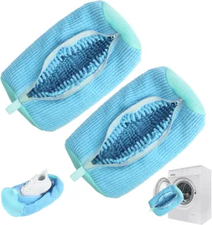 2 Pcs Shoe Washing Machine Bag,Shoe Cleaning Bag for All Shoe Types,Laundry Shoe Bag for Washer and Dryer (Blue)