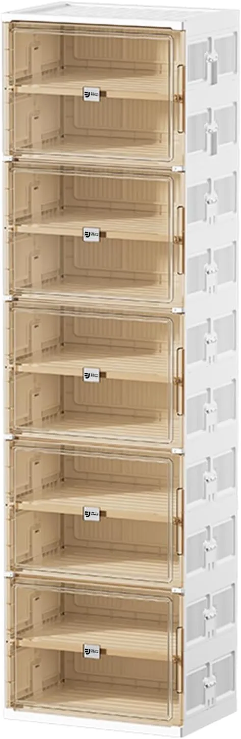 20 Pairs Shoes Storage Cabinet of 3-Step Fast Installation,Plastic Shoe Box with Clear Magnetic Door for Display, Shoe Organizer for Sneaker, Sandals, Heels (1 Row, 10 Tier)
