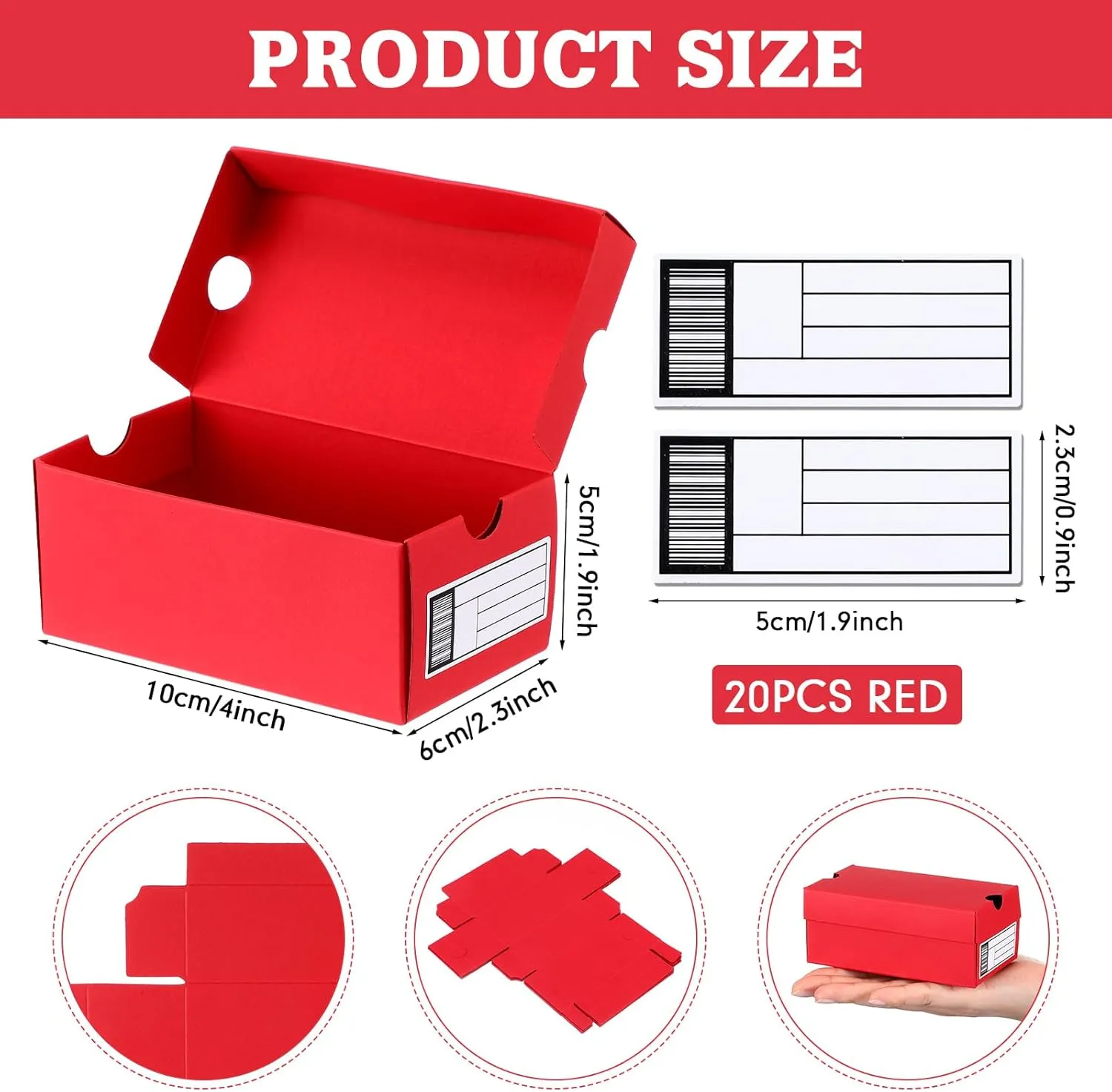 20 Sets Mini Shoe Gifts Boxes for Party Favors 4 x 2.3 x2 inch Small Gifts Box with Editable Label Mini Sneaker Box Sports Theme Christmas Party Gifts Box for Candies Cookies Snacks(Red)