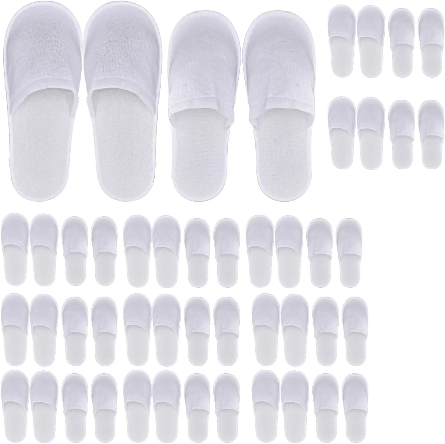 24 Pairs Spa Slippers,Closed Toe Disposable Slippers,Non-Slip Slippers Fit Size for Men and Women for Hotel Home Guest Used,White