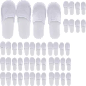 24 Pairs Spa Slippers,Closed Toe Disposable Slippers,Non-Slip Slippers Fit Size for Men and Women for Hotel Home Guest Used,White