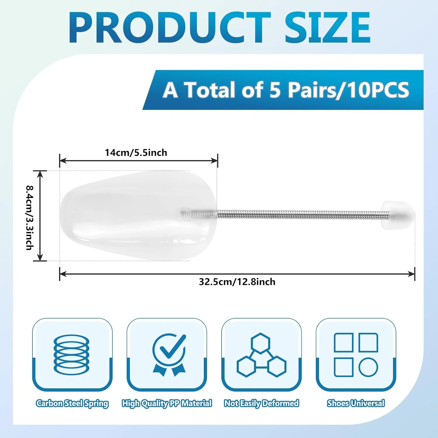 5 Pairs Shoe Trees for Men Plastic Shoe Stretcher, Shoe Trees for Various Types of Shoe