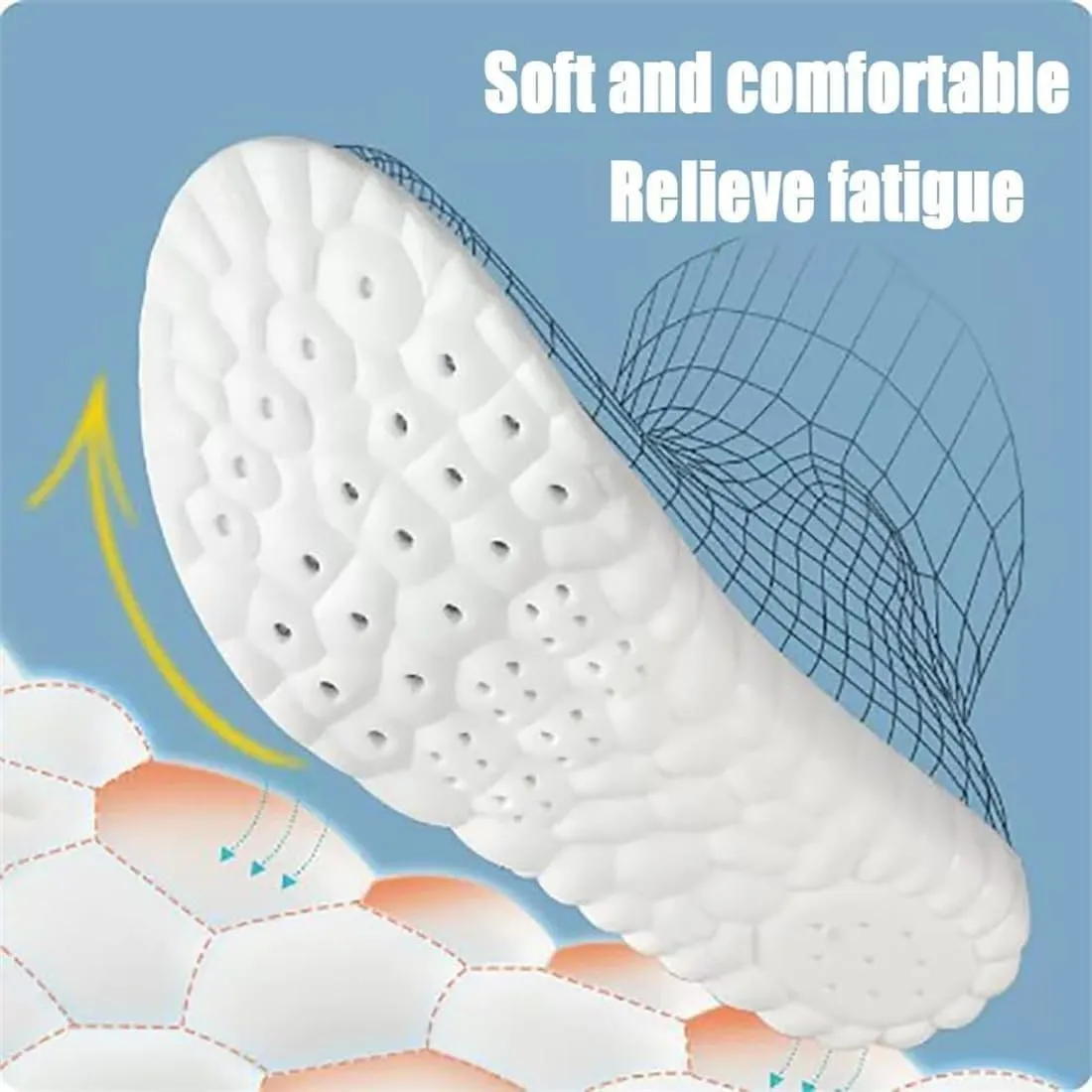 5 Pairs Soft Elastic Breathable Shoe Insoles, 4d Cloud Technology Sports Shoes Insoles Super Soft Comfort Insoles, Breathable Sweat Absorbing Sports Insole for Athletic Running (43-44,5 Pairs-1)