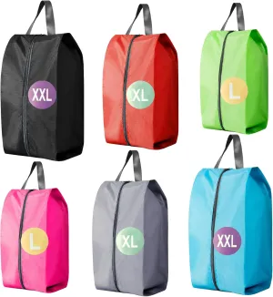 6 Pack Foldable Shoe Bag For Travel Of 3 Size In One Set,With Zipper Closure And Leather Handle(6 Pack Color mixed)