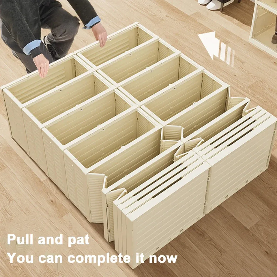 9 Layers Foldable Shoe Cabinet Thickened Plastic Sneaker Shoe Storage Box Dustproof Stackable Cabinet Shoe Organizers Rack Shelf