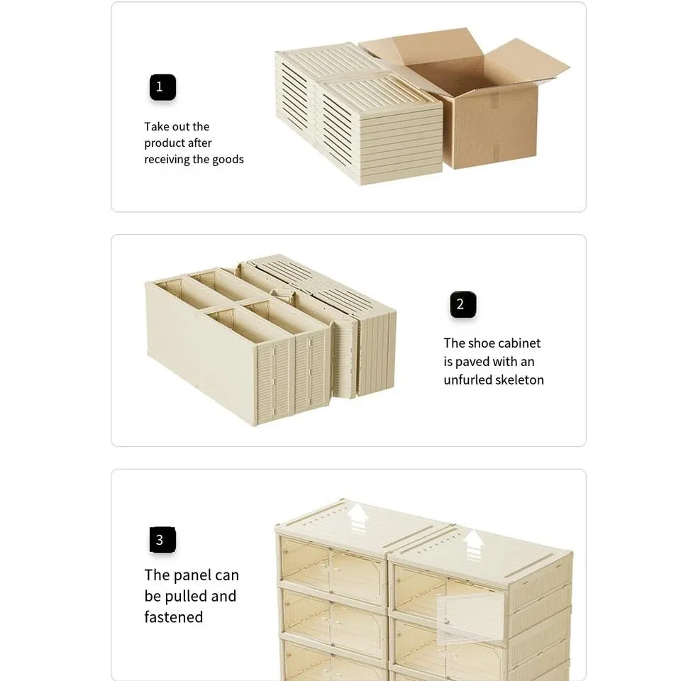 9 Layers Foldable Shoe Cabinet Thickened Plastic Sneaker Shoe Storage Box Dustproof Stackable Cabinet Shoe Organizers Rack Shelf