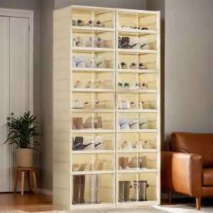 9 Layers Foldable Shoe Cabinet Thickened Plastic Sneaker Shoe Storage Box Dustproof Stackable Cabinet Shoe Organizers Rack Shelf