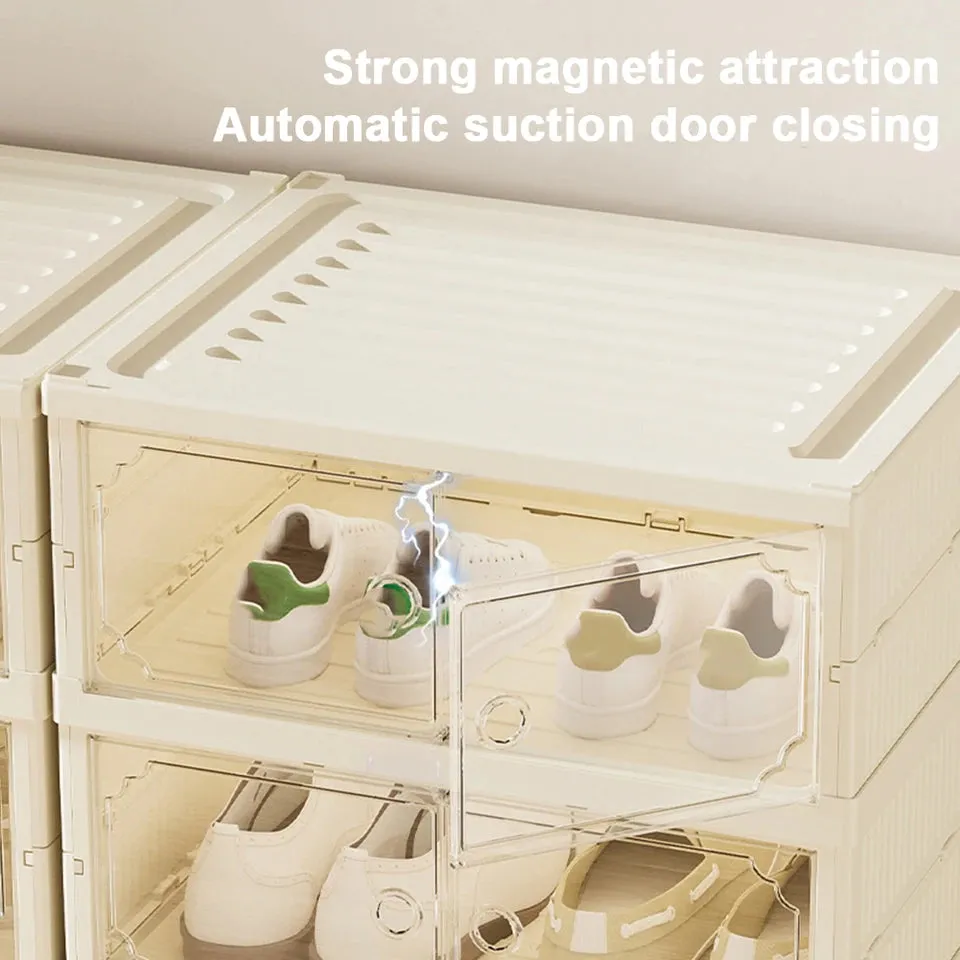 9 Layers Foldable Shoe Cabinet Thickened Plastic Sneaker Shoe Storage Box Dustproof Stackable Cabinet Shoe Organizers Rack Shelf