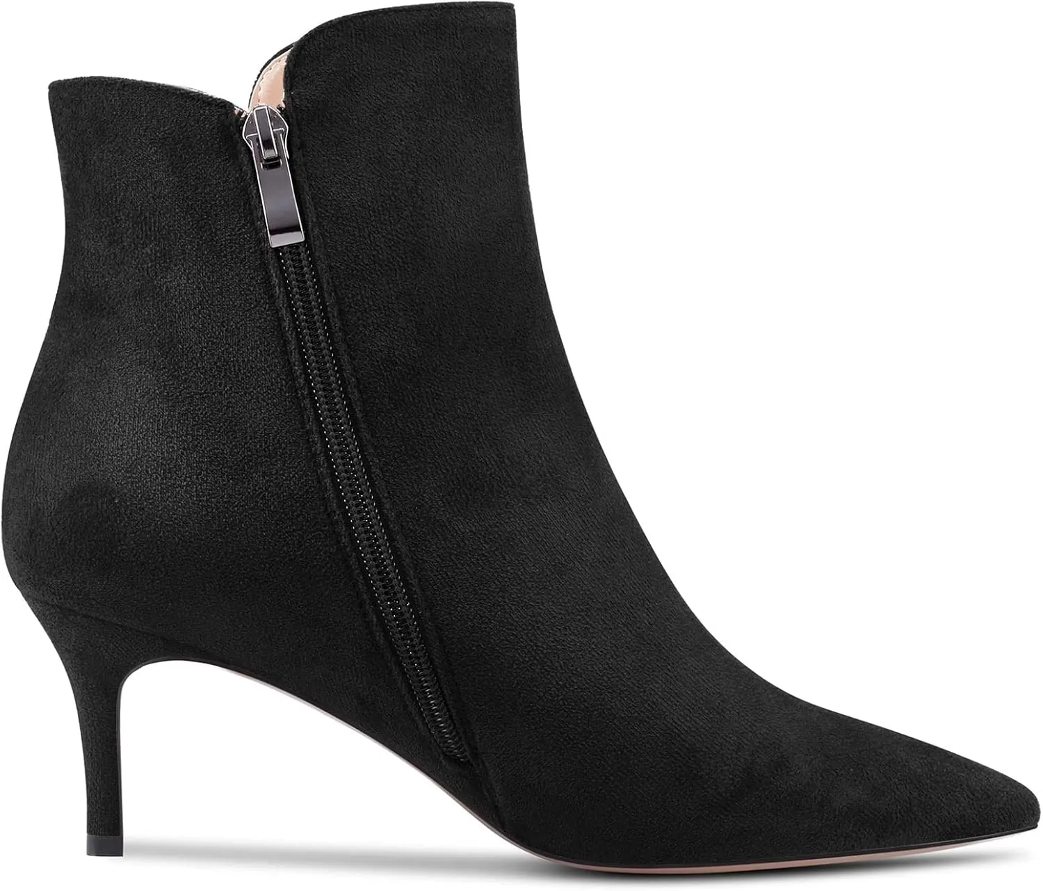 Aachcol Women Ankle Boots Short Bootie Close Pointed Toe Slip-on Stiletto Mid Heel Patent Zipper 2.5 Inch