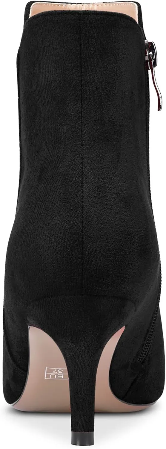 Aachcol Women Ankle Boots Short Bootie Close Pointed Toe Slip-on Stiletto Mid Heel Patent Zipper 2.5 Inch