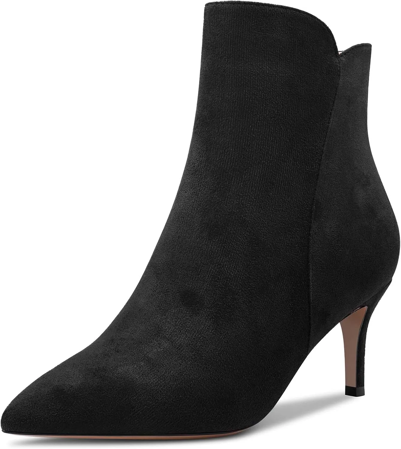 Aachcol Women Ankle Boots Short Bootie Close Pointed Toe Slip-on Stiletto Mid Heel Patent Zipper 2.5 Inch