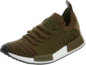 adidas Originals Men's NMD_R1 STLT Primeknit Running Shoe, Trace Olive/Black/Solar Slime, 7