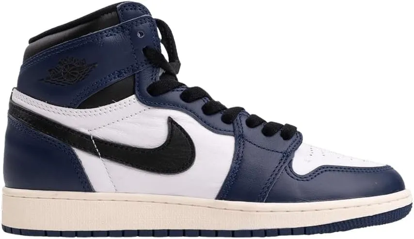 Air Jordan 1 High OG Big Kids' Shoes (FD1437-401, Midnight Navy/White/Sail/Black) Size 4