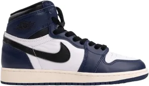 Air Jordan 1 High OG Big Kids' Shoes (FD1437-401, Midnight Navy/White/Sail/Black) Size 4