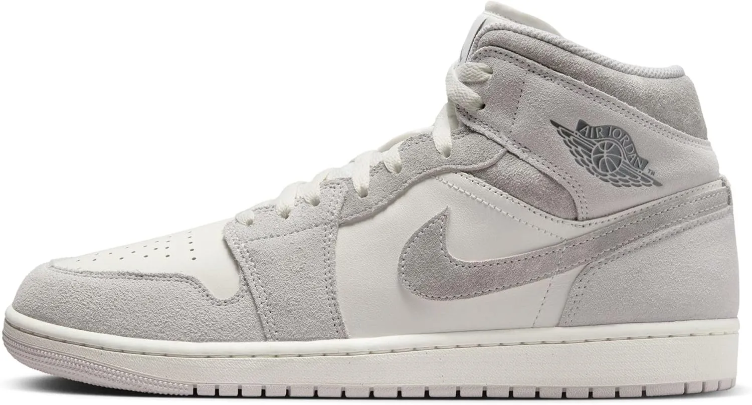 Air Jordan 1 Mid SE Men's Shoes (FQ7720-002, Neutral Grey/Sail/Smoke Grey) Size 12
