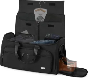 AKOZLIN Convertible Garment Bag Carry on 3 in 1 Garment Duffle Bag 51L Hanging Suit Travel Bag Dress Shoes Carrier Storage Bag For Men Women Black