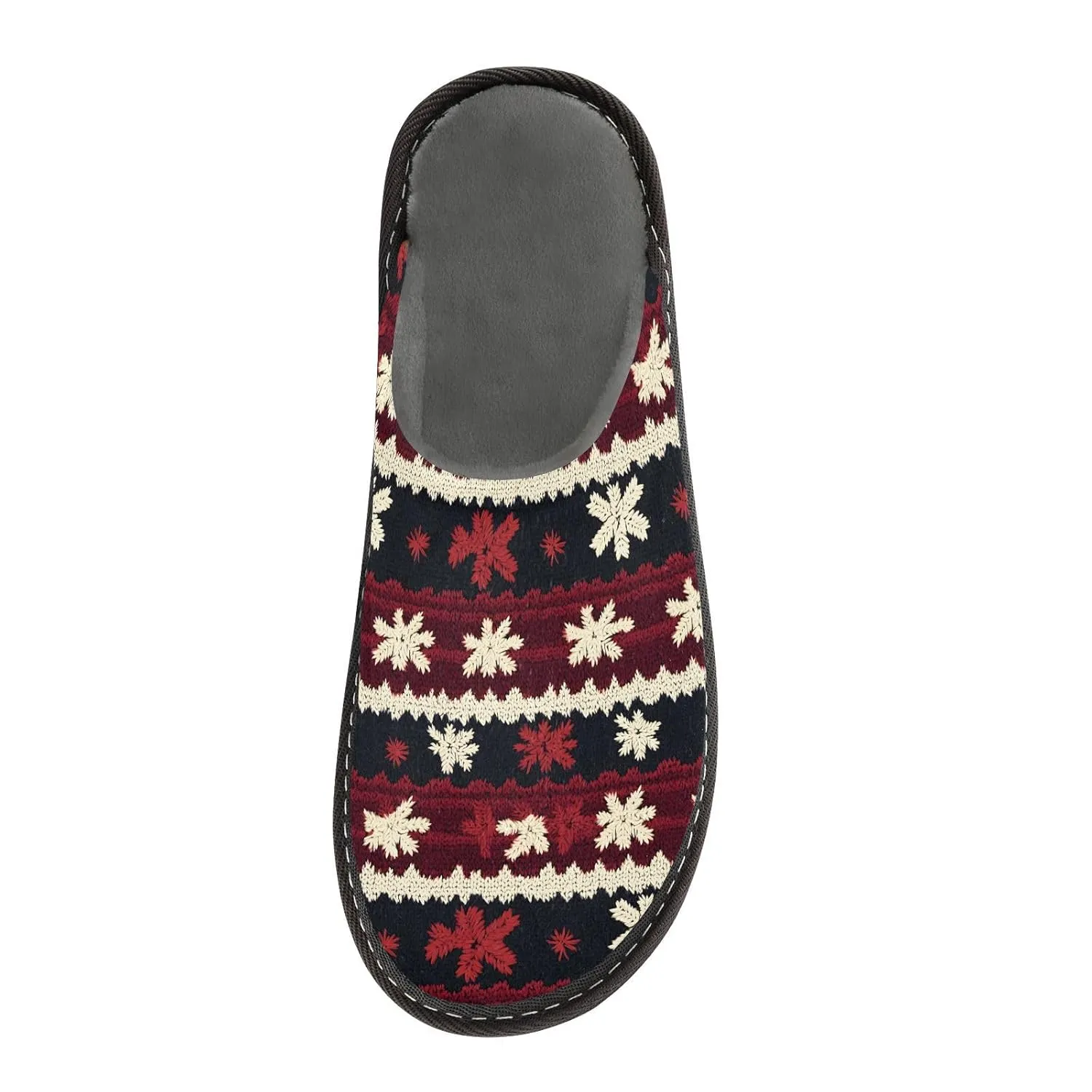 ALAZA Red Black Merry Christmas Snowflake Fuzzy Slippers for Women Men Warm Soft Lightweight Memory Foam House Slippers 9-10