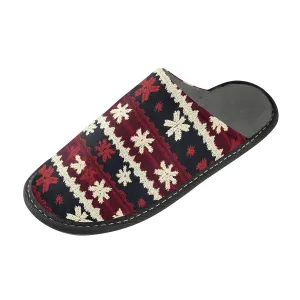 ALAZA Red Black Merry Christmas Snowflake Fuzzy Slippers for Women Men Warm Soft Lightweight Memory Foam House Slippers 9-10