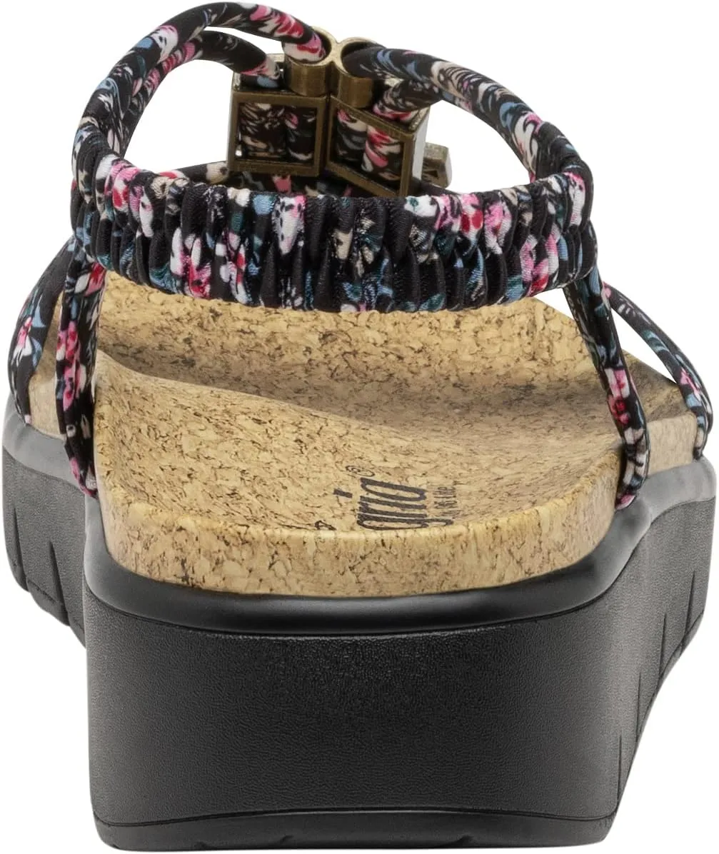 Alegria Women Roz - Arch Support Chunky Platform - For Travel and Everyday Activity - Vegan Braided Adjustable Buckle Slingback Slide Sandal