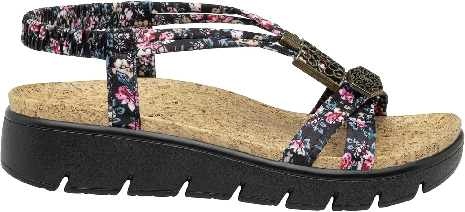 Alegria Women Roz - Arch Support Chunky Platform - For Travel and Everyday Activity - Vegan Braided Adjustable Buckle Slingback Slide Sandal