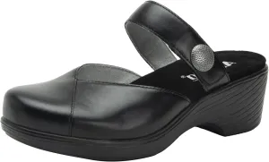 Alegria Womens Sydni Leather Open Back Slip-On Wedge Heel