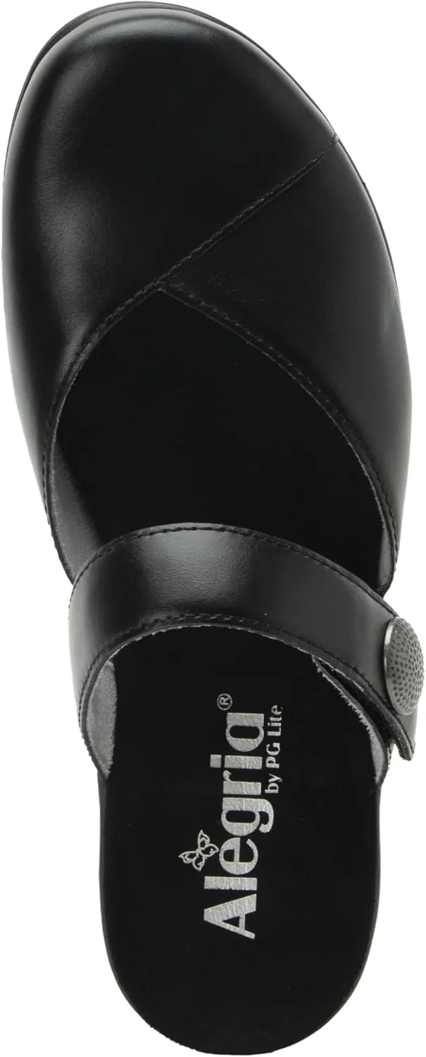 Alegria Womens Sydni Leather Open Back Slip-On Wedge Heel