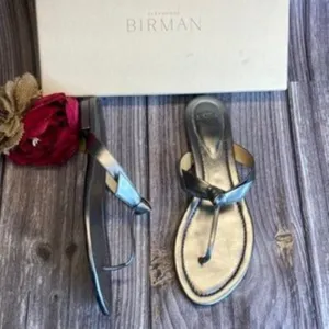 Alexandre Birman Clarita Pewter Leather Naked Sandal  39.5M