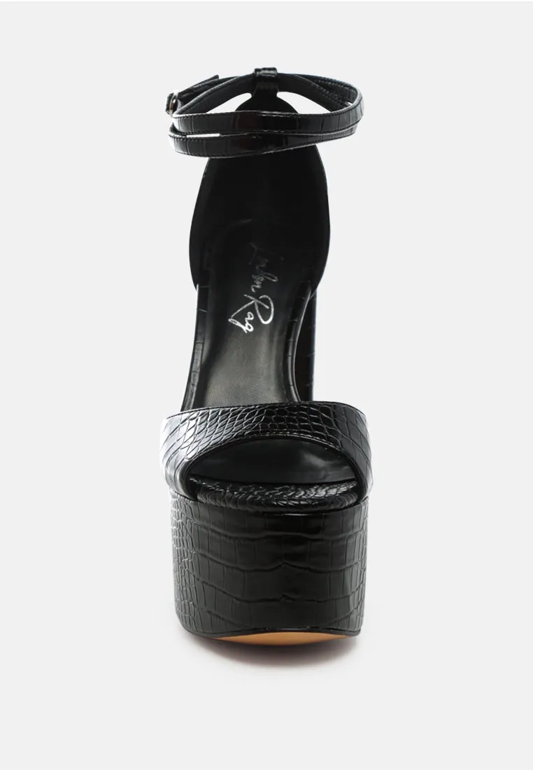Alice Croc Platform Heeled Sandals By Ruw