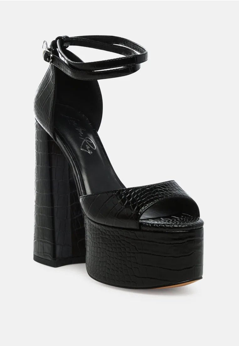 Alice Croc Platform Heeled Sandals By Ruw