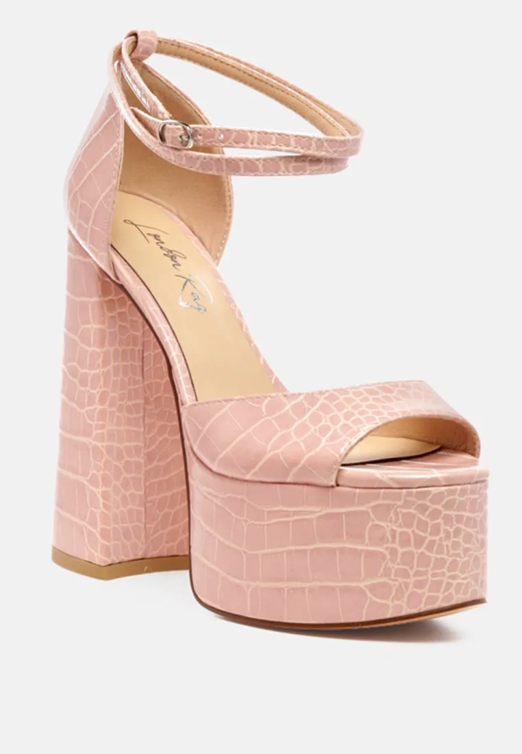 Alice Croc Platform Heeled Sandals By Ruw