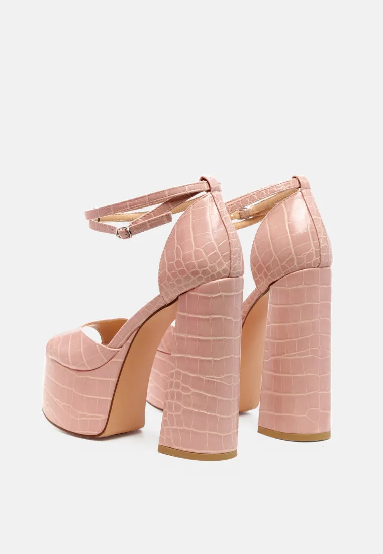 Alice Croc Platform Heeled Sandals By Ruw