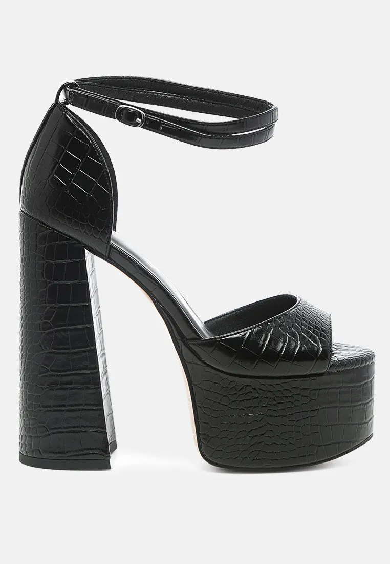 Alice Croc Platform Heeled Sandals By Ruw