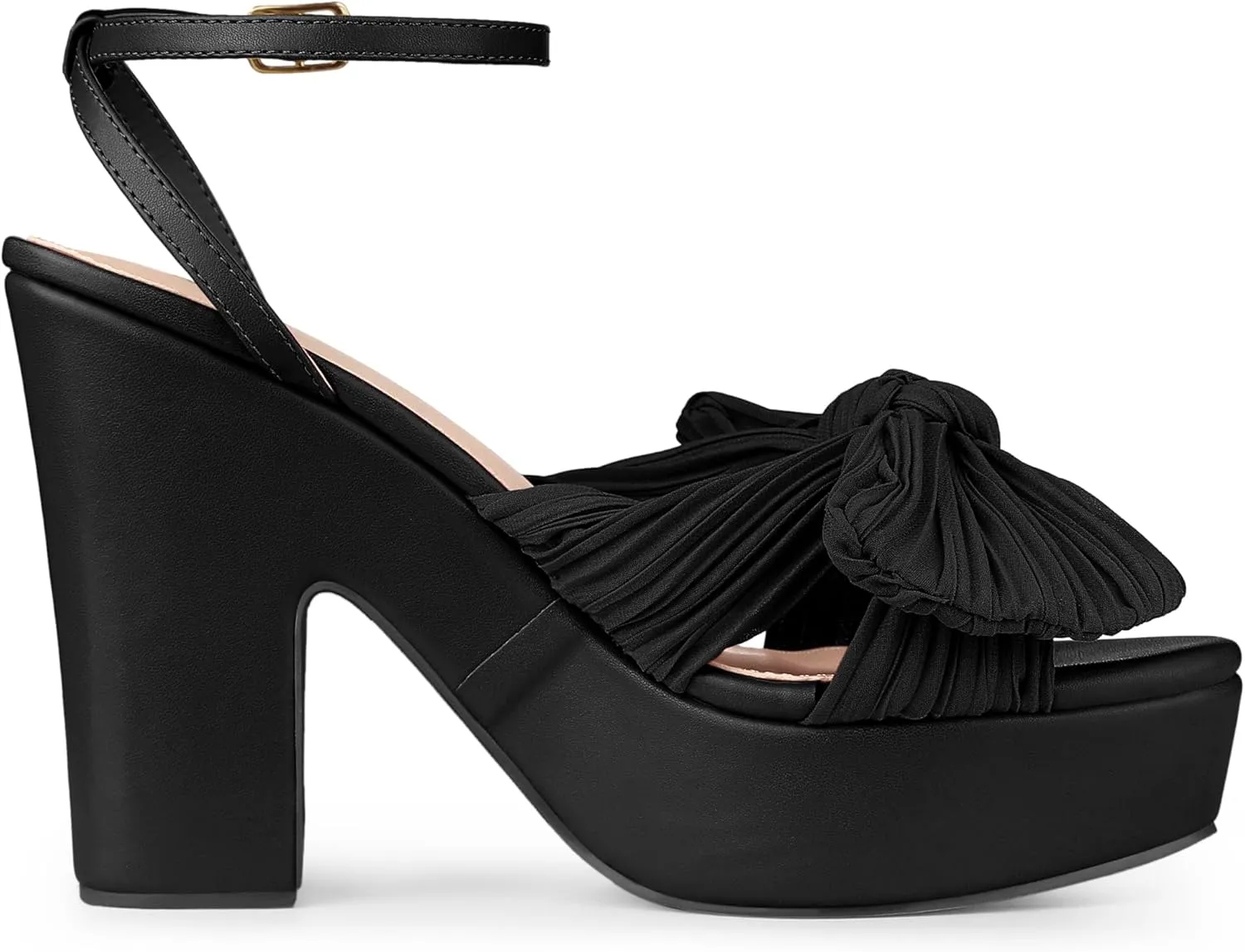 Allegra K Women's Platform Bow Heels Slingback Chunky Heel Sandals