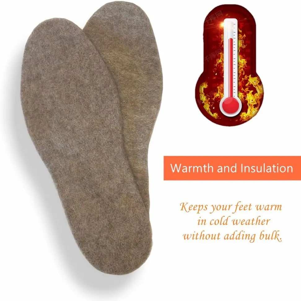 Alpaca Wool Warm Shoe Insert - Wool Shoe Insoles for Boot Soft Winter Warm Shoe Replacement Men 14