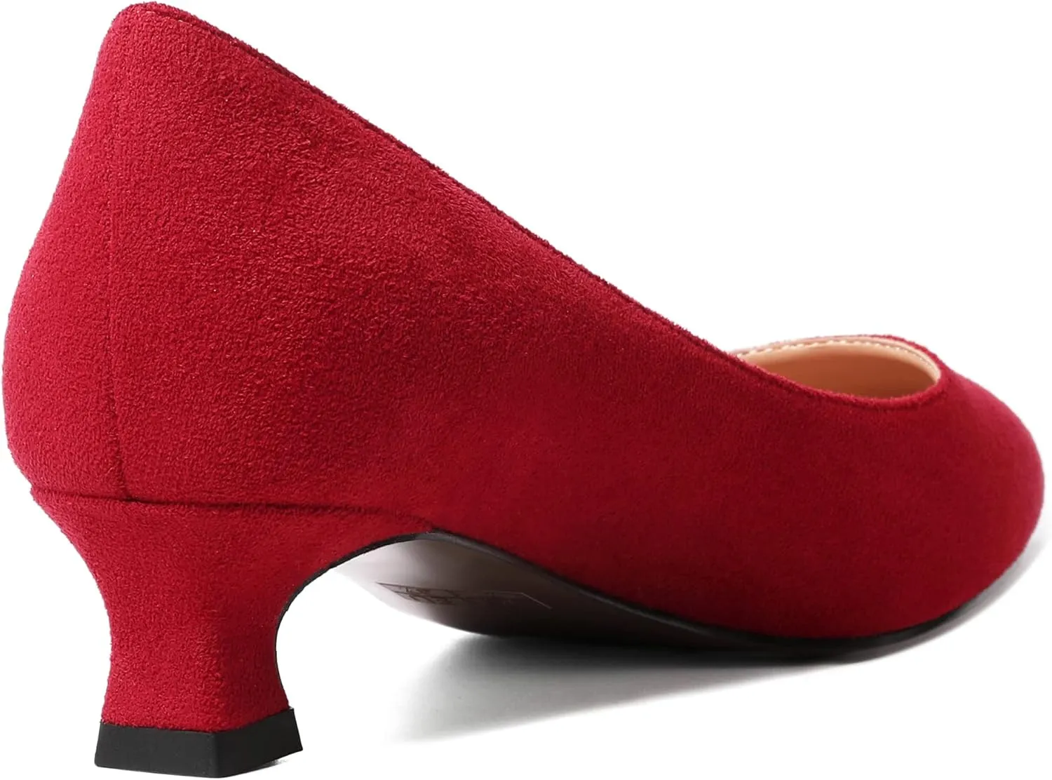 AMBELIGHT Womens Slip On Solid Casual Pointed Toe Office Suede Kitten Low Heel Pumps Shoes 1.5 Inch
