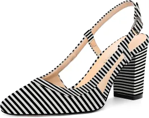AMBELIGHT Womens Square Toe Dress Patent Adjustable Strap Buckle Office Block High Heel Pumps Shoes 3.3 Inch
