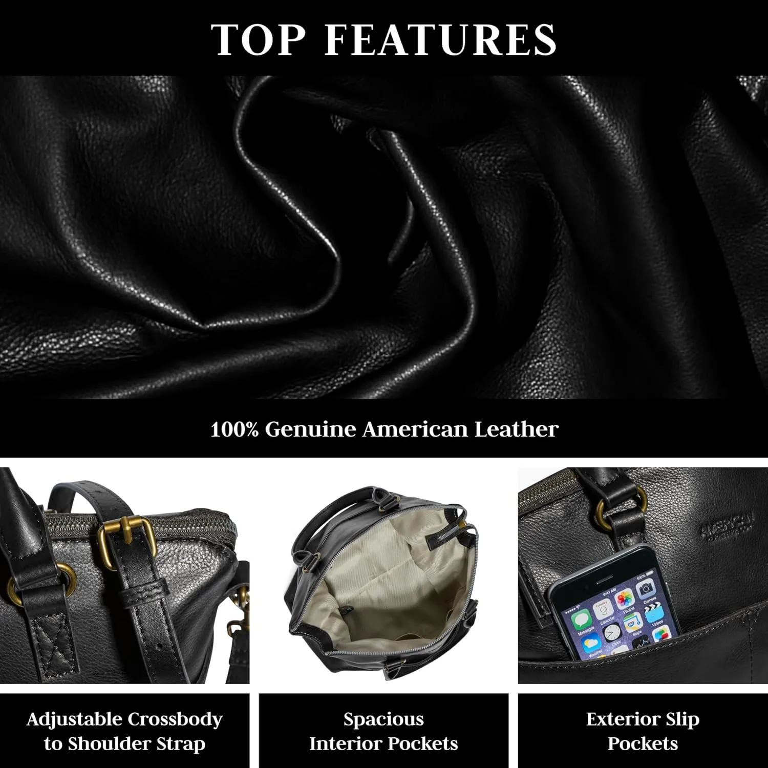 American Leather Co. Carrie Dome Satchel Crossbody Bag