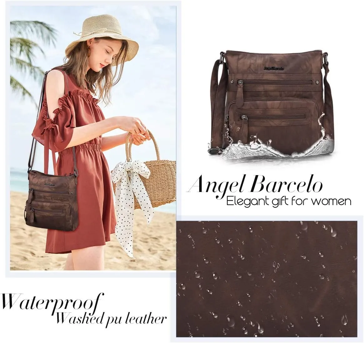 Angel Barcelo Crossbody Bags for Women,Ultra Soft Leather Purses for Women