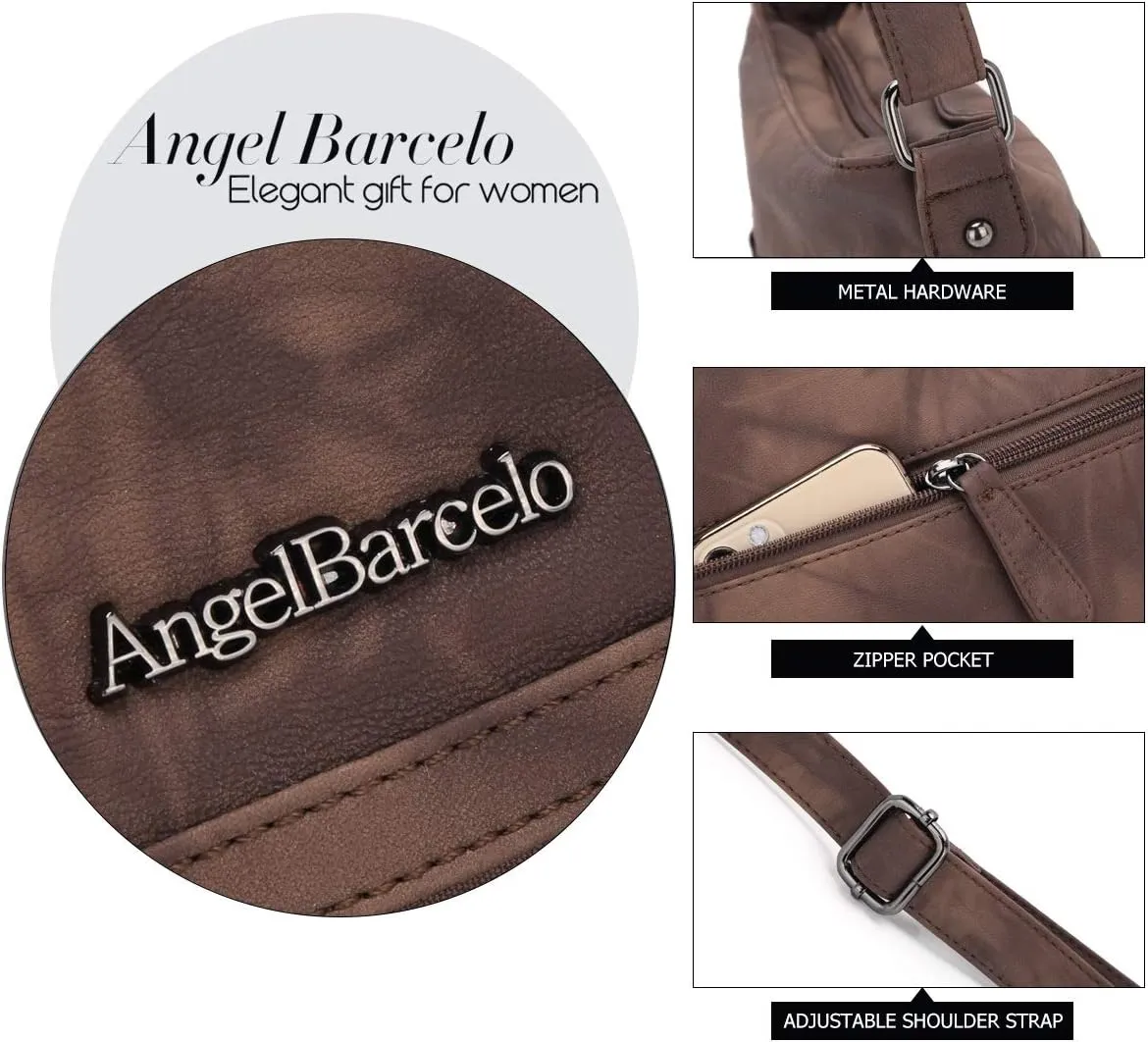 Angel Barcelo Crossbody Bags for Women,Ultra Soft Leather Purses for Women