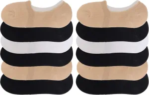 Angelina Womens Mens Unisex Assorted Cotton No-Show Liner Socks (6 or 12 Pairs)