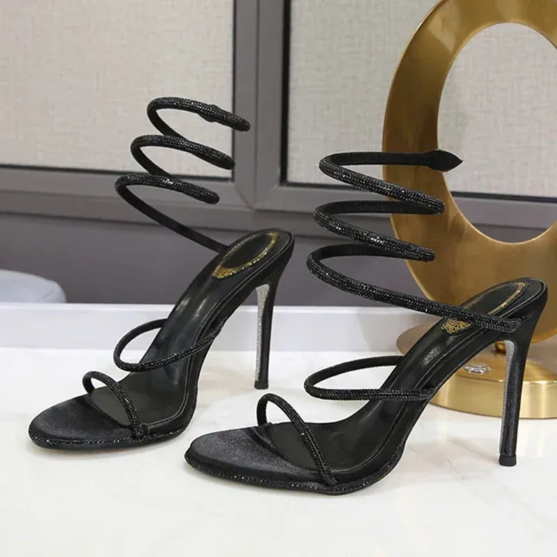 Ankle Strap Open Toe Thin Heels Shoes