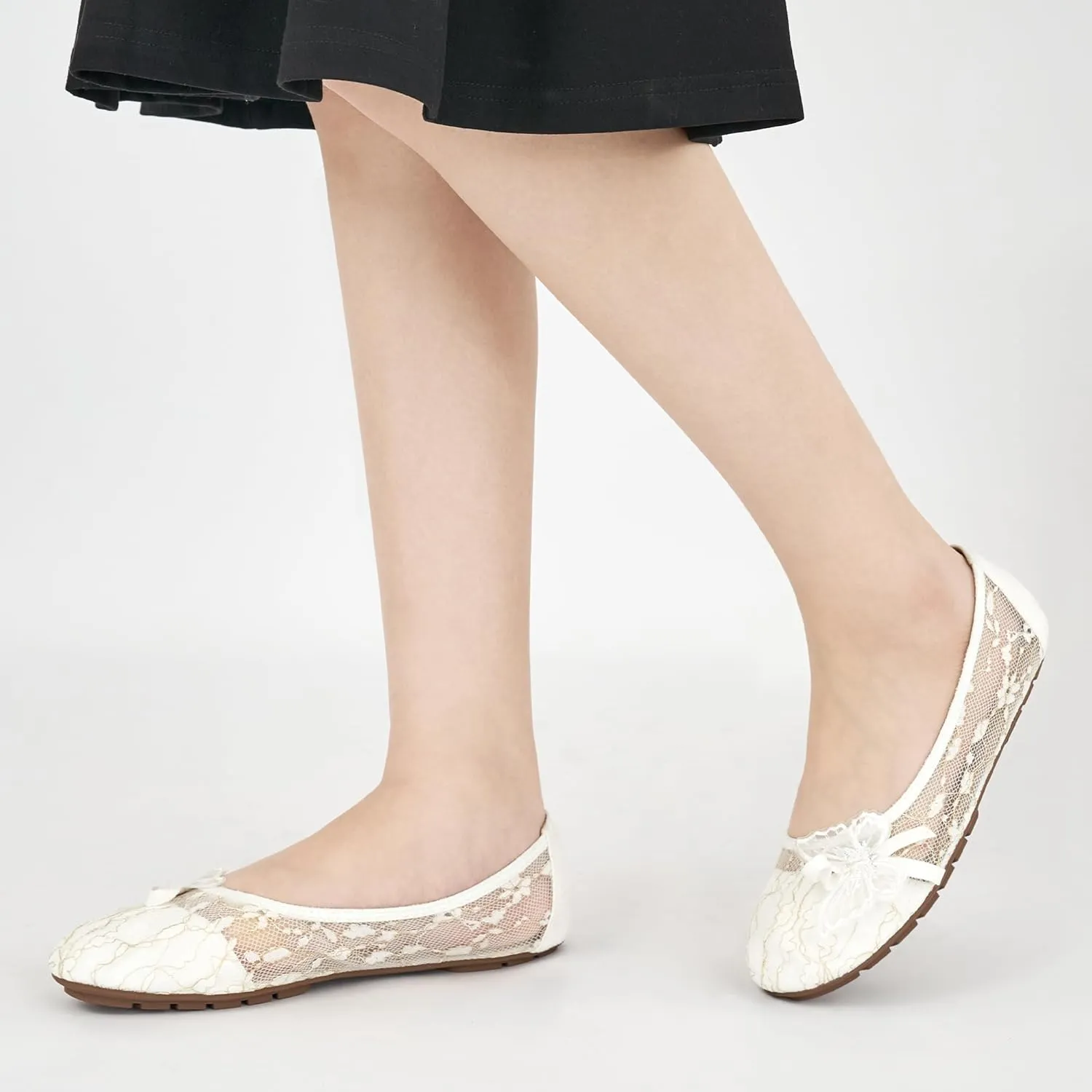Aomigoct Ballet Flats Shoes for Women: Dress Comfortable Lace Womens Flats - Soft Casual Wedding Work Shoe
