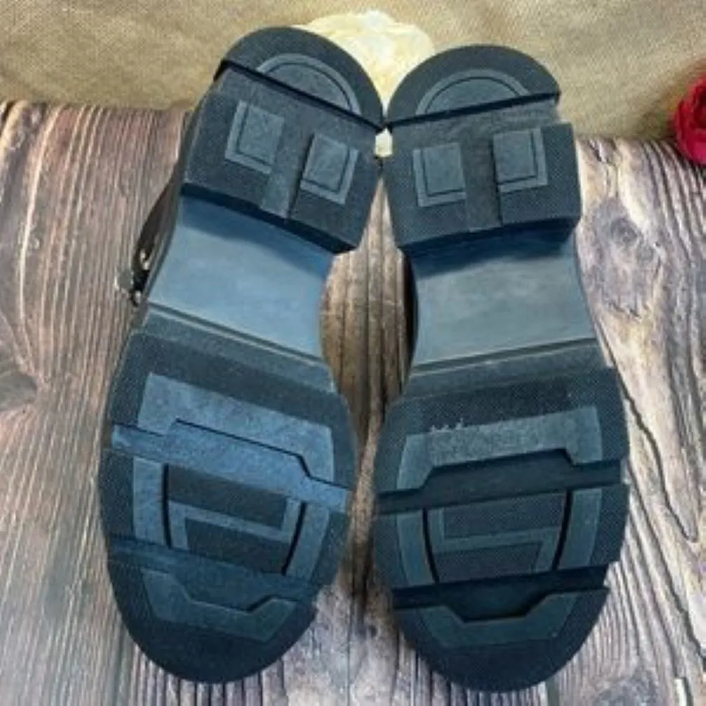 Aqua Black Leather Hike Boots 6