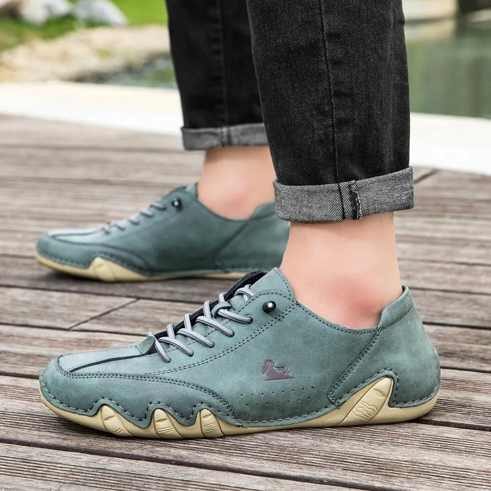 Asifn Men's Slip on Loafers Breathable Leather Shoes Fashion Lace up Casual Lightweight Sneakers Rubber