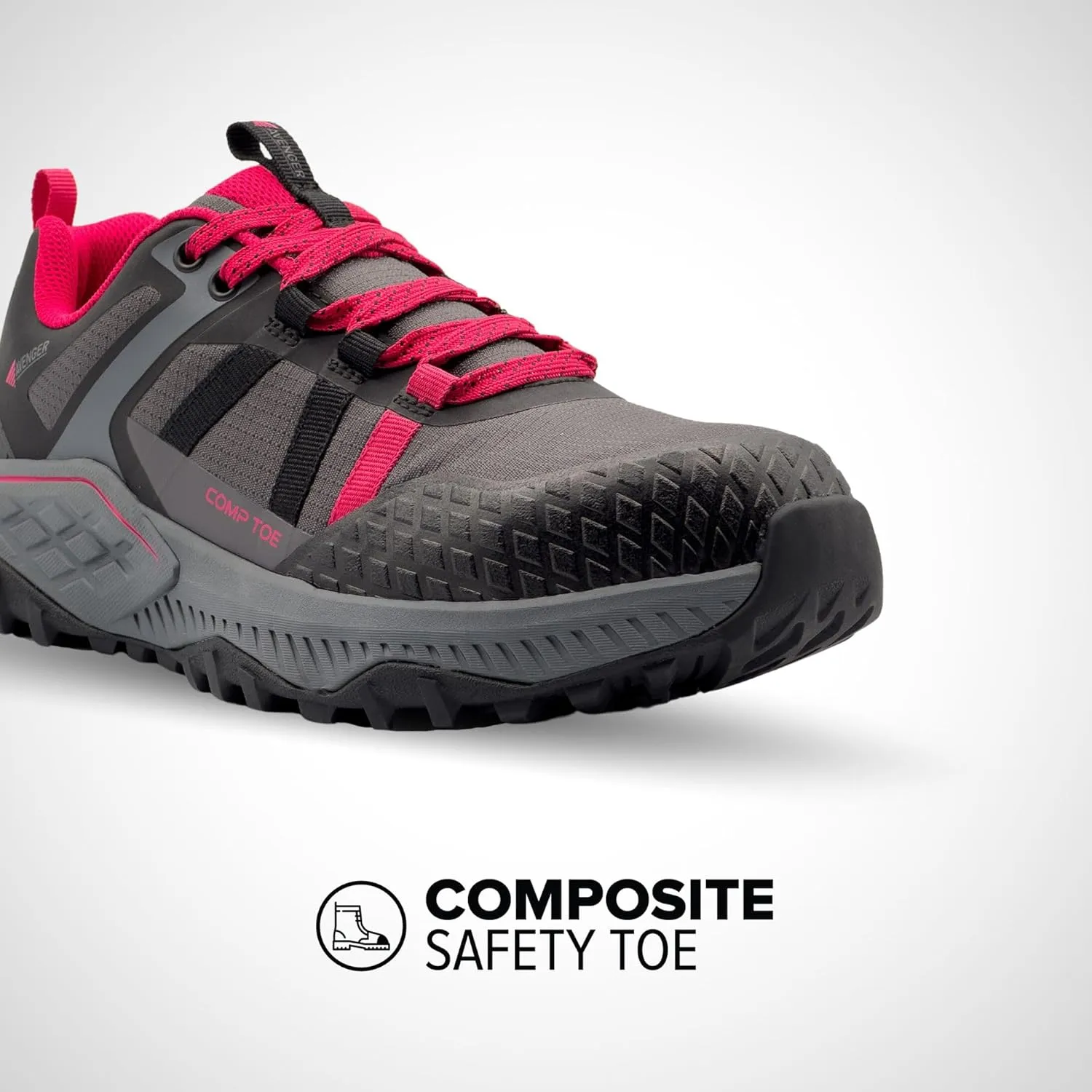 Avenger Work Boots Women's Composite Toe Aero Trail Industrial Shoe, Grey/Magenta, 7 Wide