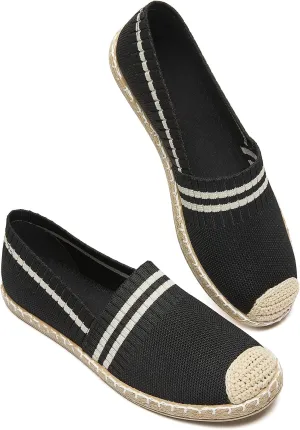 BABUDOG Womens Espadrilles Breathable Flats Shoes Mesh Slip on Loafers Soft White Flats
